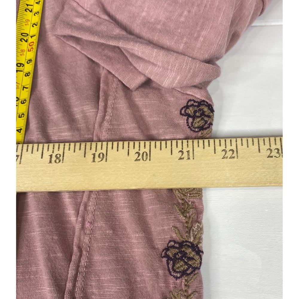 Cynthia Rowley Mauve Embroidered Floral Blouse‎ Women Sz 1X V Neck Peasant Top - Picture 10 of 16